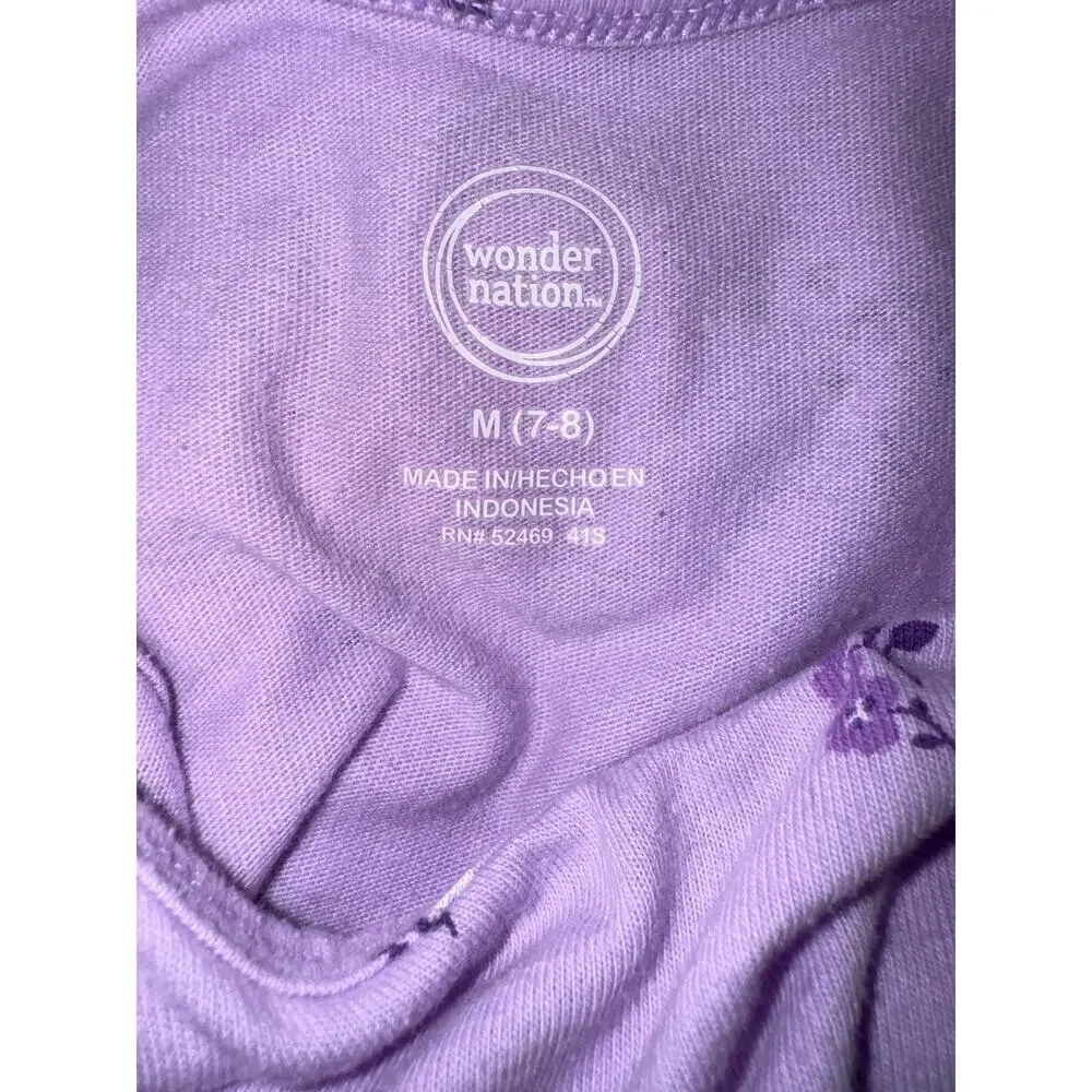 Wonder Nation Girls Sleeveless Lavender Jumpsuit with Floral Pattern, Size M